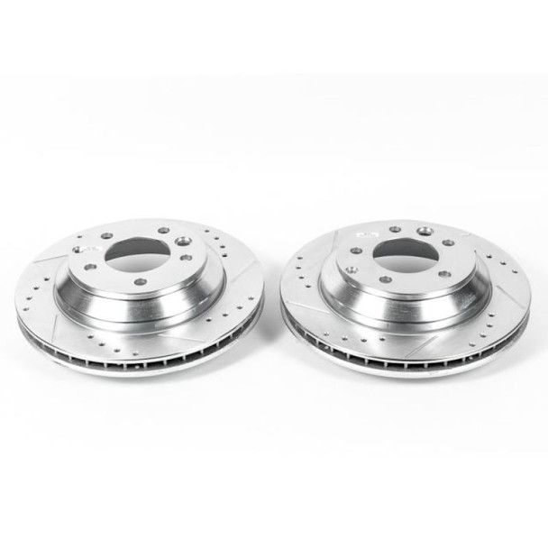 Power Stop 07-15 Audi Q7 Rear Evolution Drilled & Slotted Rotors - Pair - POWERSTOPEBR1013XPR