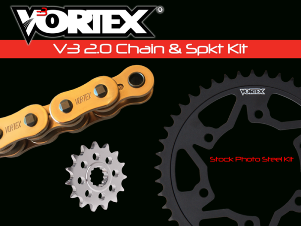 Vortex Racing V3 2.0 Chain and Sprocket Kit 3240-14,435K-42,G520SX3-108- Gold - VORTEXRACINGCKG6386