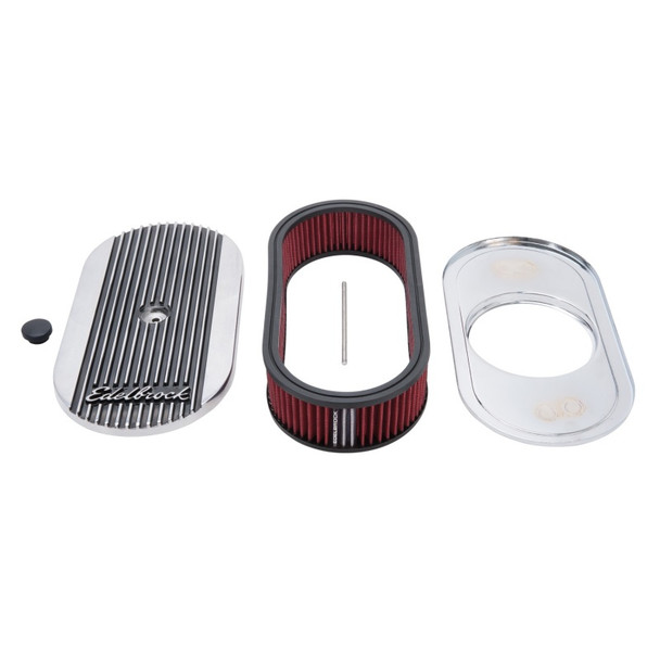 Edelbrock Air Cleaner Elite II Oval Single 4-Bbl Carb 2 5In Red Element Polished - EDELBROCK4273