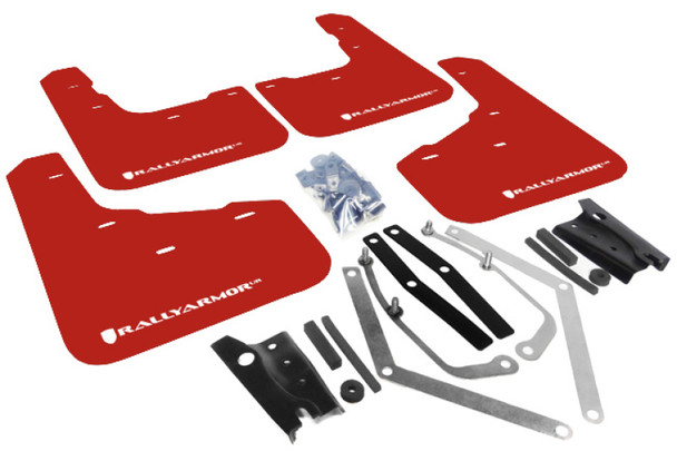 Rally Armor 13-19 Ford Fiesta ST Red UR Mud Flap w/White Logo - RALLYARMORMF29-UR-RD/WH