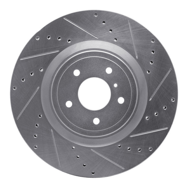 R1 09-20 Nissan 370Z Front Right Drilled & Slotted Silver Brake Rotor - R1CONCEPTS631-68012R