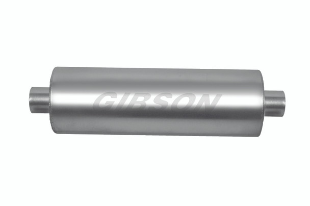 Gibson MWA Superflow Center/Center Round Muffler - 5x10in/2.5in Inlet/2.5in Outlet - Stainless - GIBSONBM0113