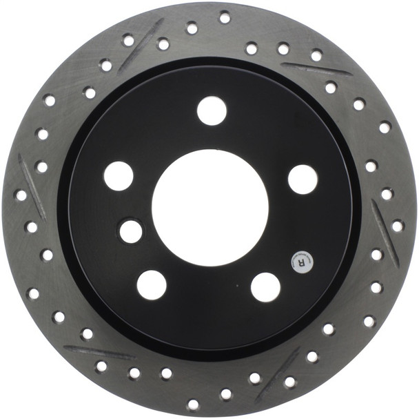 StopTech 14-15 Mini Cooper Base Slotted & Drilled Rear Right Rotor - STOPTECH127.34159R