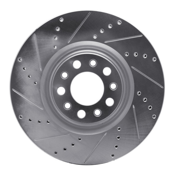 R1 2017-2025 Alfa Romeo Stelvio Front Left Drilled & Slotted Silver Brake Rotor - R1CONCEPTS631-16012L