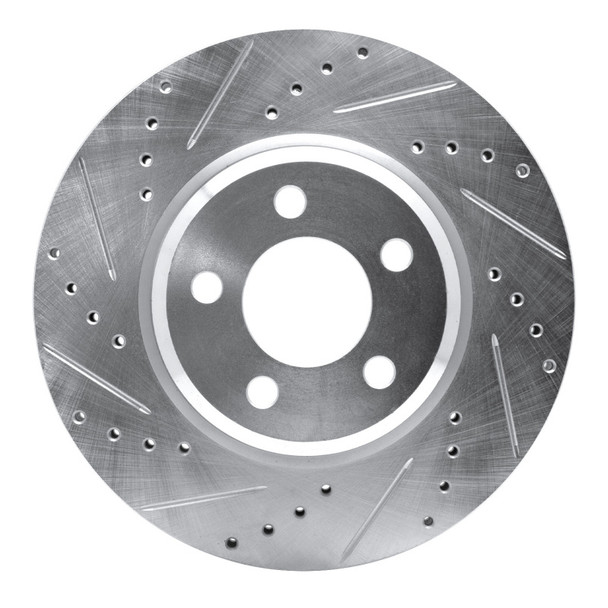 R1 09-23 Dodge Challenger Front Left Drilled & Slotted Silver Brake Rotor - R1CONCEPTS631-39015L