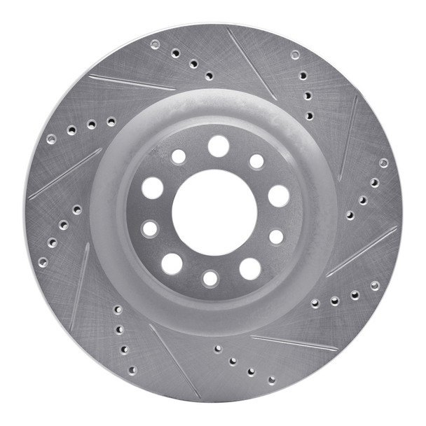R1 2017-2025 Alfa Romeo Stelvio Rear Right Drilled & Slotted Silver Brake Rotor - R1CONCEPTS631-16013R