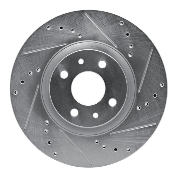 R1 2012-2019 Fiat 500 (USA/Canada) Front Right Drilled & Slotted Silver Brake Rotor - R1CONCEPTS631-07004R
