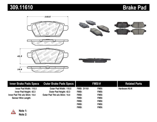 StopTech Performance 06-07 Mazdaspeed 6 Rear Brake Pads - STOPTECH309.11610
