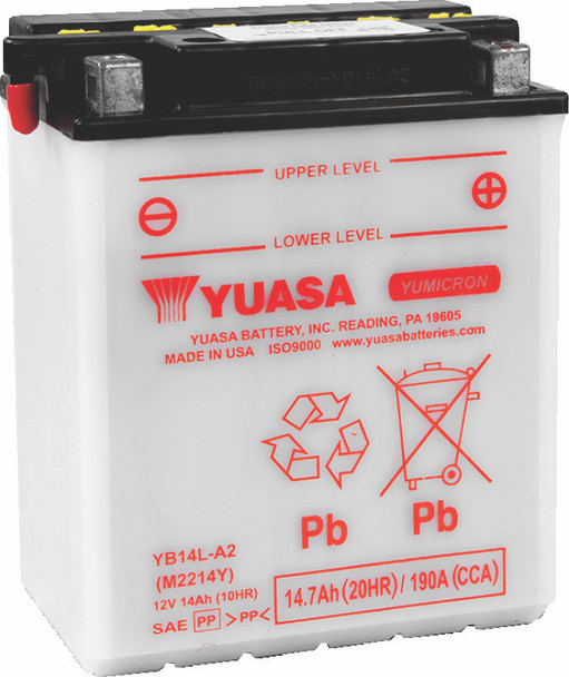 Yuasa YB14L-A2 Yumicron CX 12-Volt Battery - YUASABATTERYYUAM2214YIND