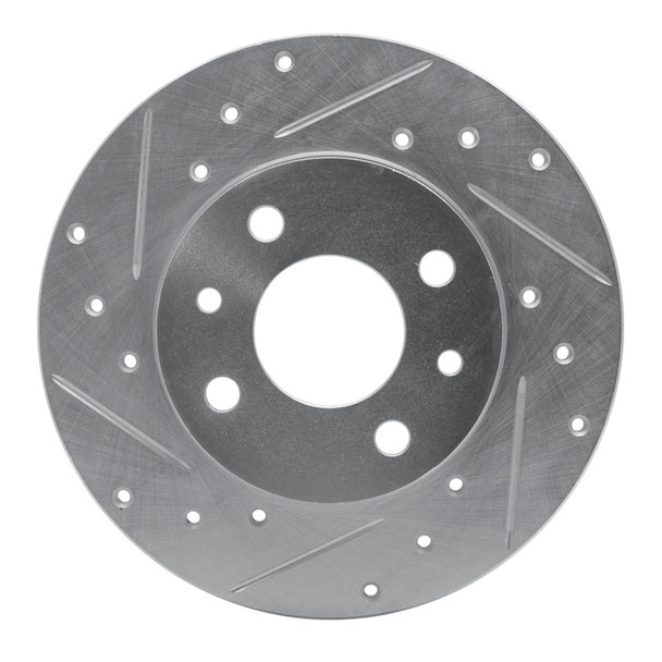 R1 2009-2019 Fiat 500 (USA/Canada) Rear Left Drilled & Slotted Silver Brake Rotor - R1CONCEPTS631-07001L