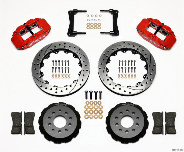 Wilwood Narrow Superlite 6R Front Hat Kit 13.06in Drill Red 2005-2014 Mustang - MSM-T-137398