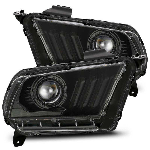 AlphaRex 10-12 Ford Mustang LUXX LED Proj Headlights Plank Style Alpha Blk w/Activ Light/Seq Signal - MSM-T-376070