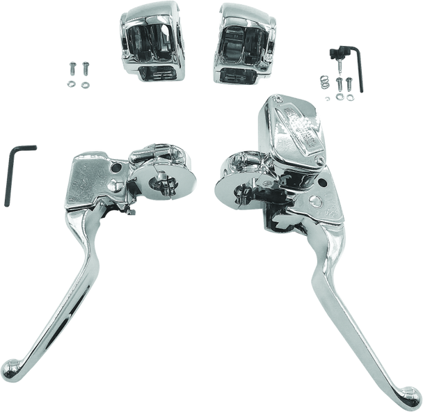 Bikers Choice 15-17 Softail Chrome Handlebar Control Kit 1/2 Inch Bore Single Disc - MSM-T-602956
