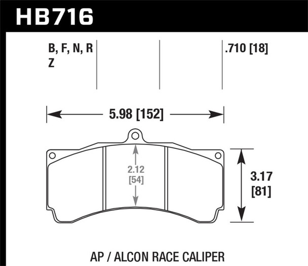 Hawk AP Racing/Alcon Universal DTC-60 Race Brake Pads - MSM-T-552705