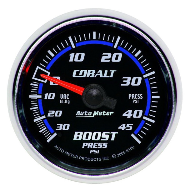 Autometer Cobalt 52mm 45psi Vacuum Boost Gauge - MSM-T-236404