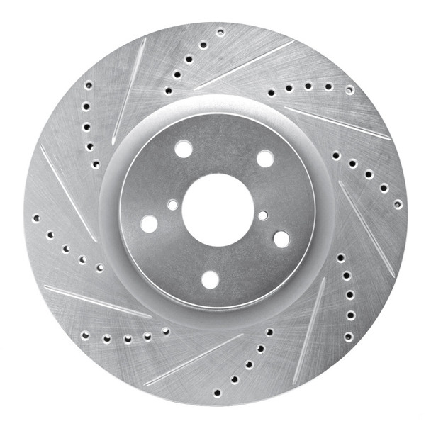 R1 05-20 Subaru Impreza Front Left Drilled & Slotted Silver Brake Rotor - R1CONCEPTS631-13016L