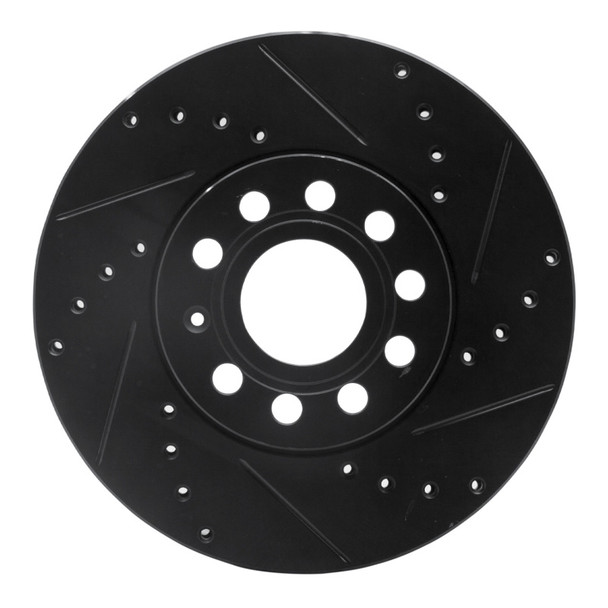 R1 05-25 Audi A3 (Mexico) Front Right Drilled & Slotted Black Brake Rotor - R1CONCEPTS633-74028R