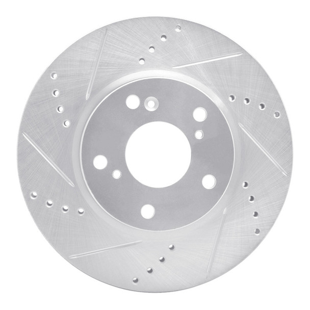 R1 16-25 Honda Civic Coupe Front Left Drilled & Slotted Silver Brake Rotor - R1CONCEPTS631-59061L