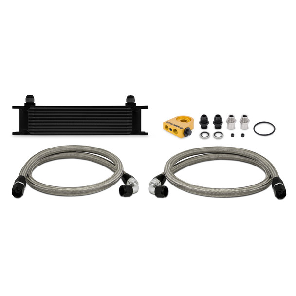 Mishimoto Universal Thermostatic 10 Row Oil Cooler Kit - Black - MISHIMOTOMMOC-UTBK