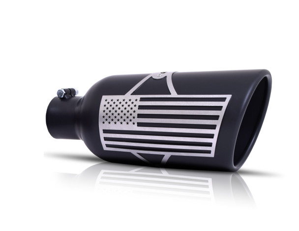 Gibson Patriot Series Rolled Edge Slash-Cut Tip - 5in OD/2.5-2.75in Inlet/12in Length - Blk Ceramic - GIBSON71-1013
