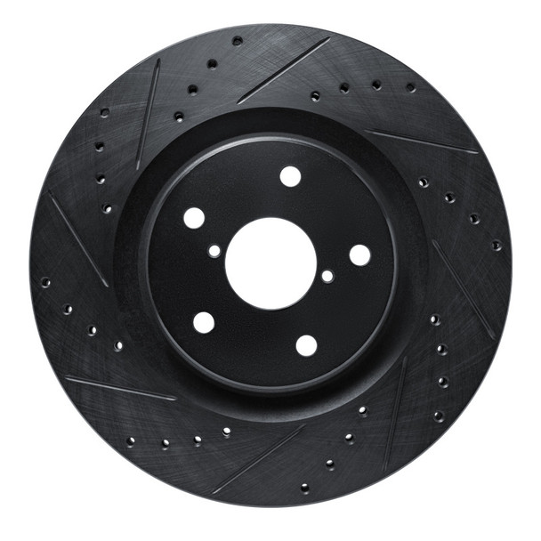 R1 20-25 Subaru WRX Front Left Drilled & Slotted Black Brake Rotor - R1CONCEPTS633-13049L