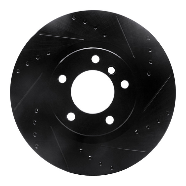 R1 95-02 BMW M3 Left Front Drilled & Slotted Black Brake Rotor - R1CONCEPTS633-31036D
