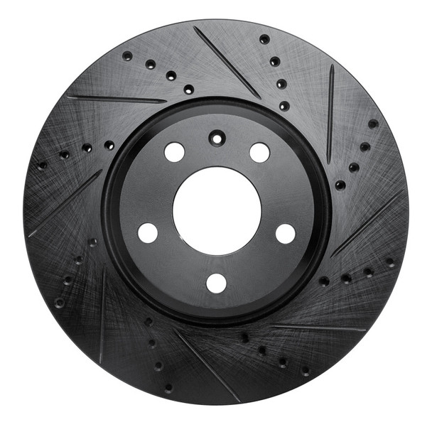 R1 08-25 Audi A4 Quattro Front Right Drilled & Slotted Black Brake Rotor - R1CONCEPTS633-73086R
