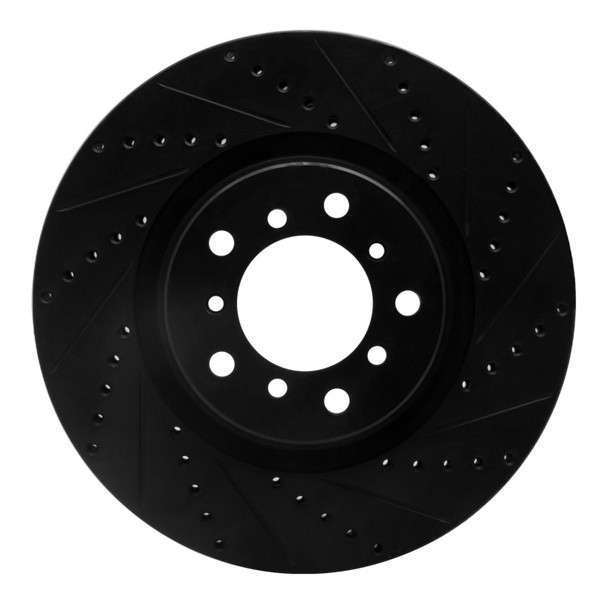 R1 01-06 BMW M3 Left Front Drilled & Slotted Black Brake Rotor - R1CONCEPTS633-31054D