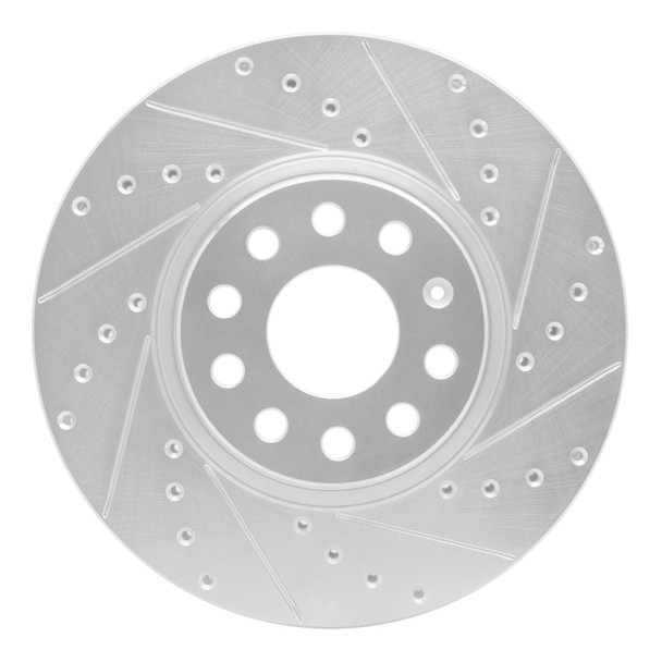 R1 05-25 Audi A3 Quattro Front Right Drilled & Slotted Silver Brake Rotor - R1CONCEPTS631-74053R
