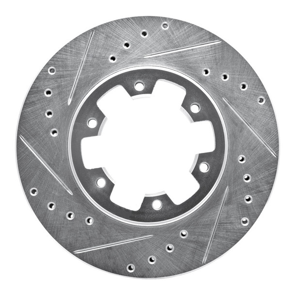 R1 85-02 Nissan Pickup Hardbody Front Left Drilled & Slotted Silver Brake Rotor - R1CONCEPTS631-67080L