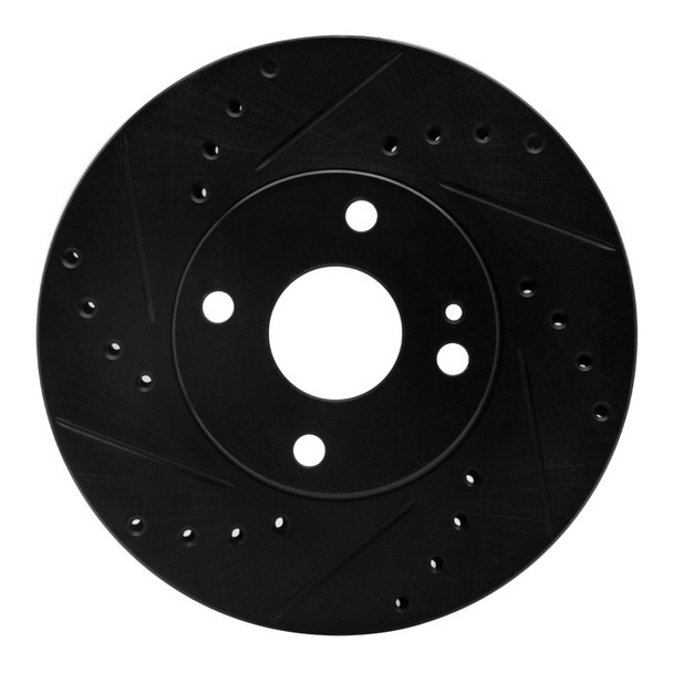 R1 94-02 Mazda Miata Front Left Drilled & Slotted Black Brake Rotor - R1CONCEPTS633-80030L