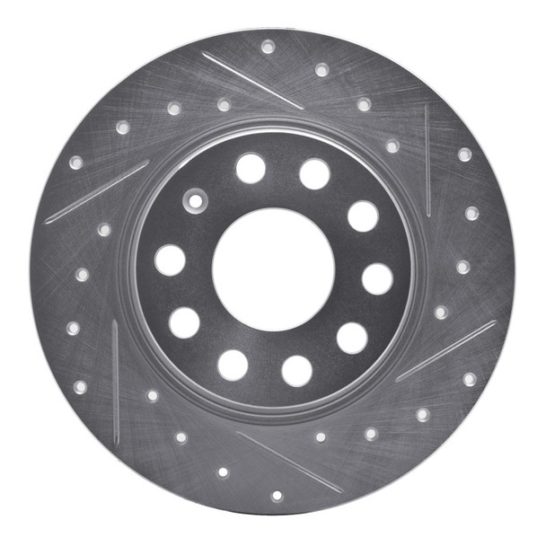 R1 05-25 Audi A3 Rear Right Drilled & Slotted Silver Brake Rotor - R1CONCEPTS631-74031R