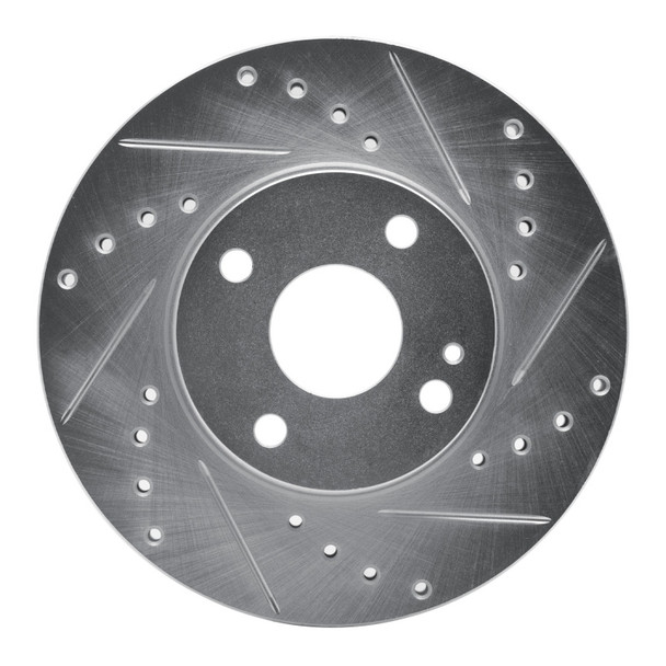 R1 94-02 Mazda Miata Front Right Drilled & Slotted Silver Brake Rotor - R1CONCEPTS631-80030R