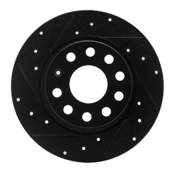 R1 05-25 Audi A3 (Mexico) Rear Left Drilled & Slotted Black Brake Rotor - R1CONCEPTS633-74031L