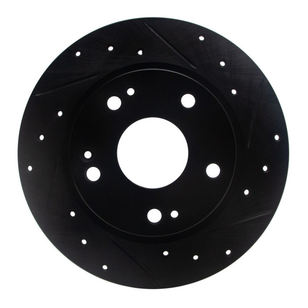 R1 2016-2025 Honda Civic Hatchback Rear Right Drilled & Slotted Black Brake Rotor - R1CONCEPTS633-59059R