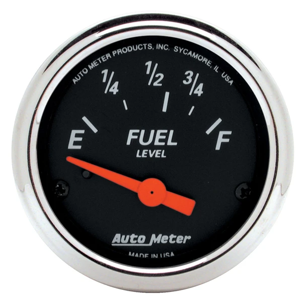 Autometer Designer Black Fuel Level Gauge 2-1/16in Electrical 70 Ohms E / 10 Ohms F - 90 Deg Sweep - AUTOMETER1423