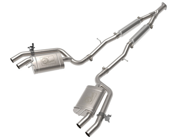 aFe Gemini XV 3in to Dual 2-1/2in 304 SS Cat-Back Exhaust w/ Cut-Out 18-21 Kia Stinger L4-2.0L (t) - AFE49-37034