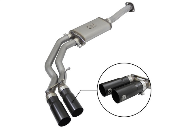 aFe Rebel Exhausts 3in SS Cat-Back 15-16 Ford F-150 EcoBoost V6 2.7/3.5L V8 5.0L w/ Black Tips - AFE49-43081-B