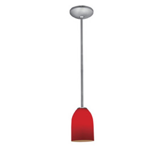 Champagne One Light Pendant in Brushed Steel (18|28012-1R-BS/RED)