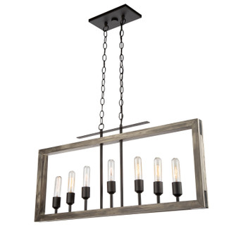 Gatehouse Seven Light Island Pendant in Beach Wood & Black (78|AC11657BK)