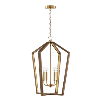 Maren Four Light Pendant in Nordic Wood and Matte Brass (65|344541NM)
