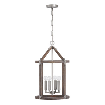 Hugo Four Light Foyer Pendant in Grey Wash and Matte Nickel (65|540141GN)