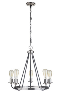 Randolph Five Light Chandelier in Flat Black/Brushed Polished Nickel (46|50325-FBBNK)