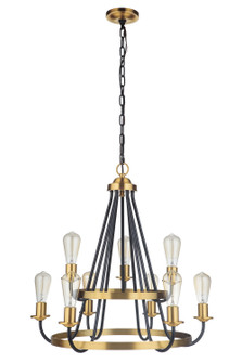 Randolph Nine Light Chandelier in Flat Black/Satin Brass (46|50329-FBSB)