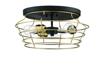 Thatcher Three Light Flushmount in Flat Black/Satin Brass (46|50683-FBSB)