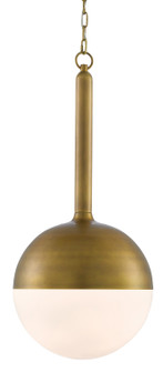 Moonward Brass Pendant One Light Pendant in Antique Brass/Opaque White (142|9000-0419)
