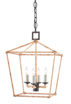 Denison Rattan Four Light Lantern in Mole Black/Natural (142|9000-0873)