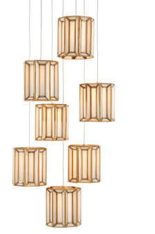 Daze Seven Light Pendant in Antique Brass/White/Painted Silver (142|9000-0890)