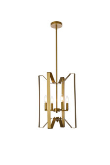 Hoffman Four Light Pendant in Brass (173|LD7072D14BR)