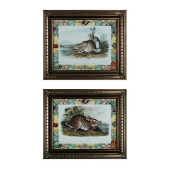 Rabbits with Border Wall Decor in Antique Gold Leaf (45|10048-S2)